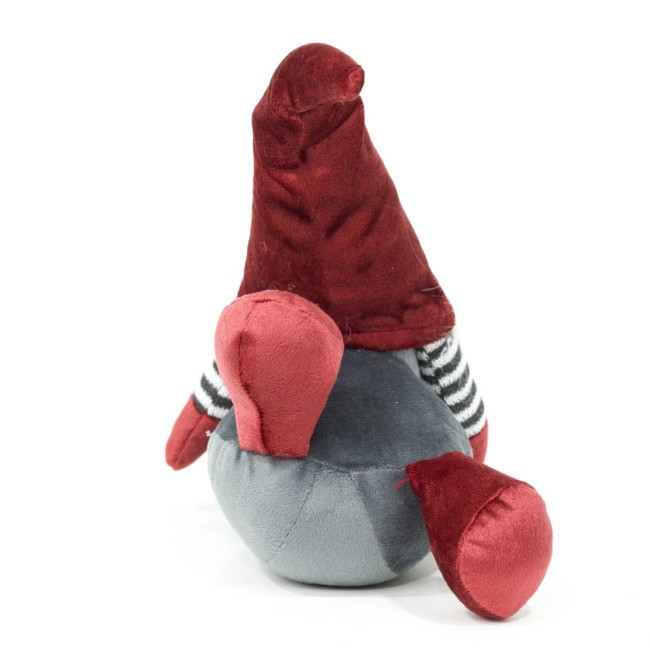 Gnomo Natalizio Sdraiato in Velluto Rosso e Grigio H.26 cm