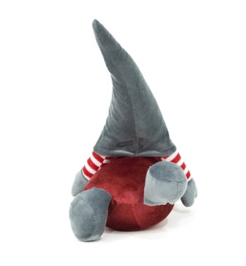 Gnomo Natalizio Sdraiato in Velluto Rosso e Grigio H.26 cm
