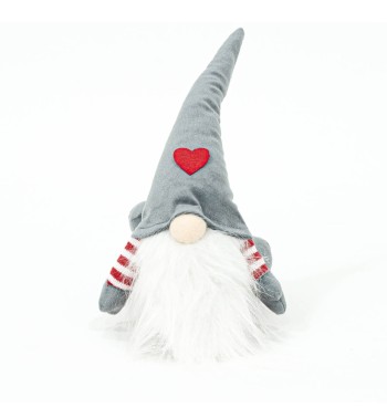 Gnomo Natalizio Sdraiato in Velluto Rosso e Grigio H.26 cm