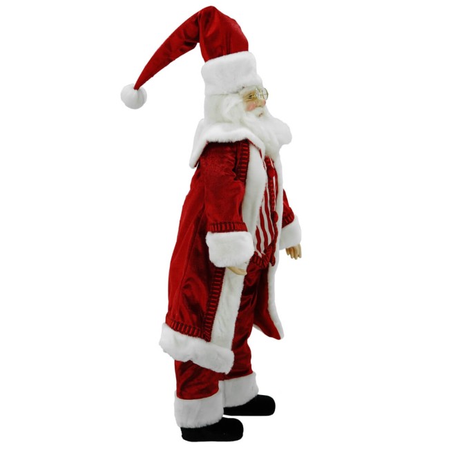 Babbo Natale in Piedi con Abito Rosso e Gilet a Strisce H.60 cm