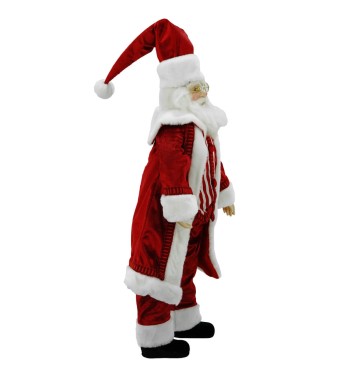 Babbo Natale in Piedi con Abito Rosso e Gilet a Strisce H.60 cm