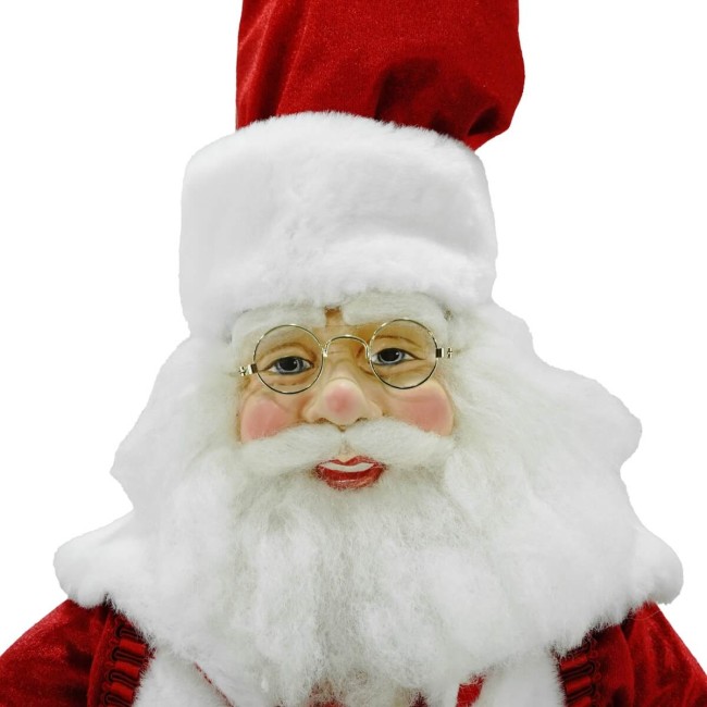 Babbo Natale in Piedi con Abito Rosso e Gilet a Strisce H.60 cm