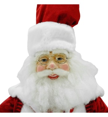 Babbo Natale in Piedi con Abito Rosso e Gilet a Strisce H.60 cm