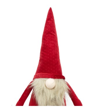 Gnomo Natalizio con Abito Rosso e Barba Beige 2 Misure