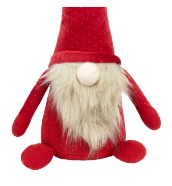 Gnomo Natalizio con Abito Rosso e Barba Beige 2 Misure