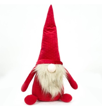 Gnomo Natalizio con Abito Rosso e Barba Beige 2 Misure