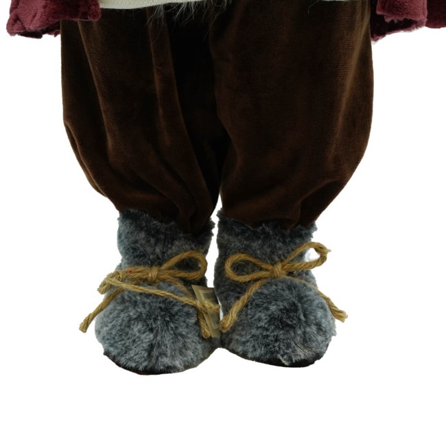 Gnomo Natalizio in Tessuto e Velluto Bordeaux H.86 cm