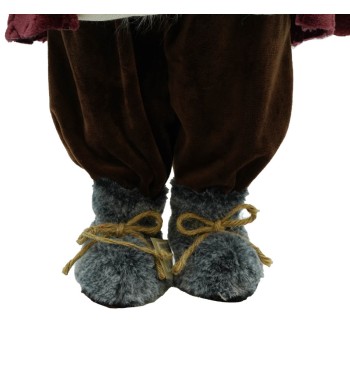 Gnomo Natalizio in Tessuto e Velluto Bordeaux H.86 cm