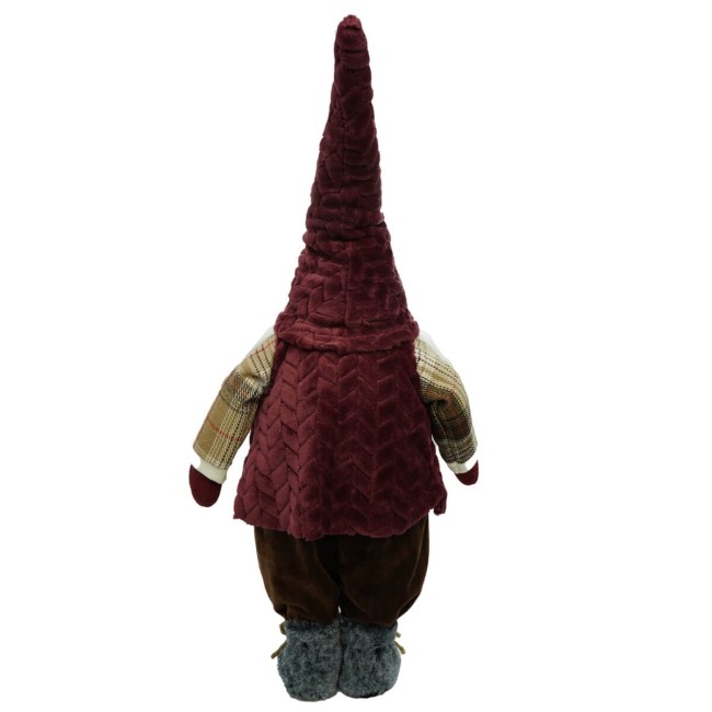 Gnomo Natalizio in Tessuto e Velluto Bordeaux H.86 cm