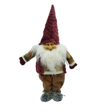 Gnomo Natalizio in Tessuto e Velluto H.66 cm 2 Colori