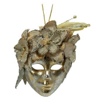 Maschera da Appendere Oro e Avorio H.12 cm