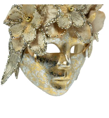 Maschera da Appendere Oro e Avorio H.12 cm