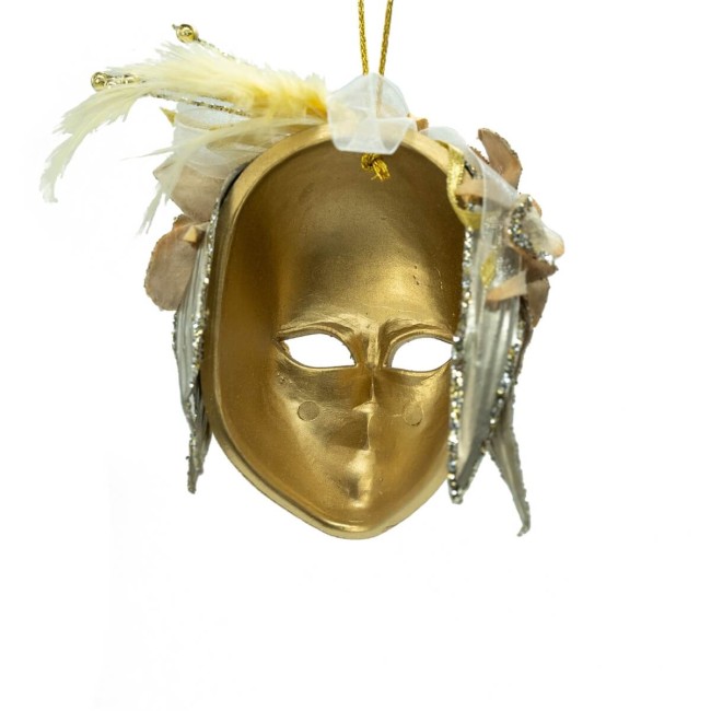 Maschera da Appendere Oro e Avorio H.12 cm