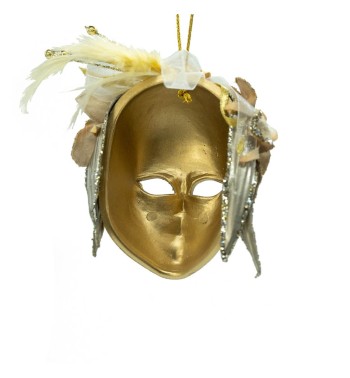 Maschera da Appendere Oro e Avorio H.12 cm