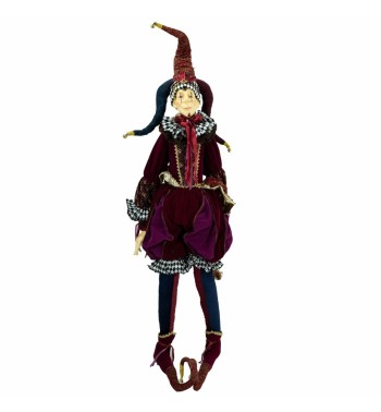 Jolly con Abito in Velluto Bordeaux Oro Viola e Blu H.150 cm