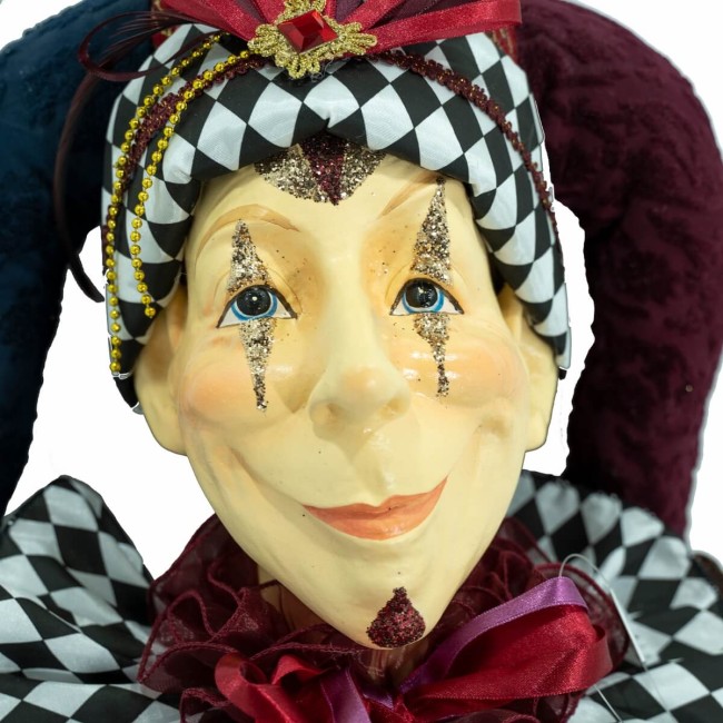 Jolly con Abito in Velluto Bordeaux Oro Viola e Blu H.150 cm