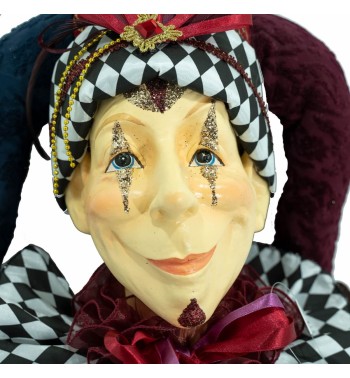 Jolly con Abito in Velluto Bordeaux Oro Viola e Blu H.150 cm