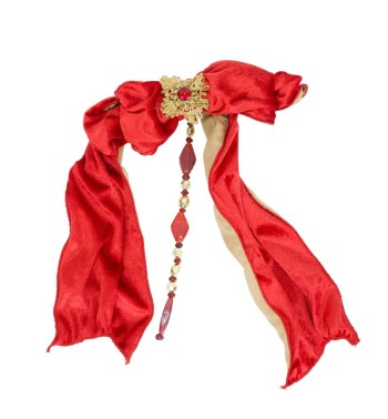 Fiocco Natalizio in Velluto Rosso con Applicazioni Oro 25x25 cm