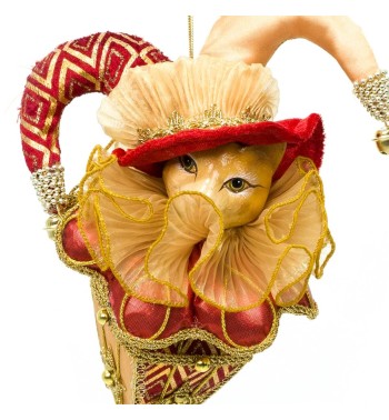 Gatto con Cappello da Jolly Natalizio Rosso e Oro 15x35 cm