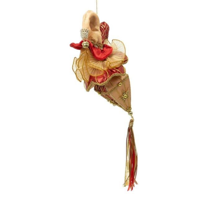 Gatto con Cappello da Jolly Natalizio Rosso e Oro 15x35 cm