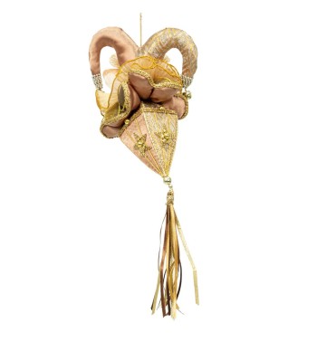 Gatto con Cappello da Jolly Natalizio Oro Anticato 15x35 cm