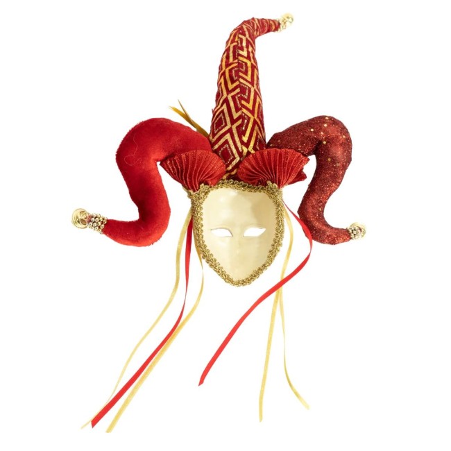 Maschera Jolly Natalizio Rosso e Oro 30x30 cm