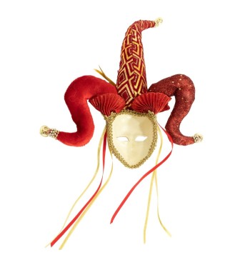 Maschera Jolly Natalizio Rosso e Oro 30x30 cm