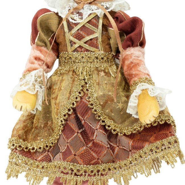 Mr. & Mrs. Gatto con Abito Burgundy e Oro H.35 cm