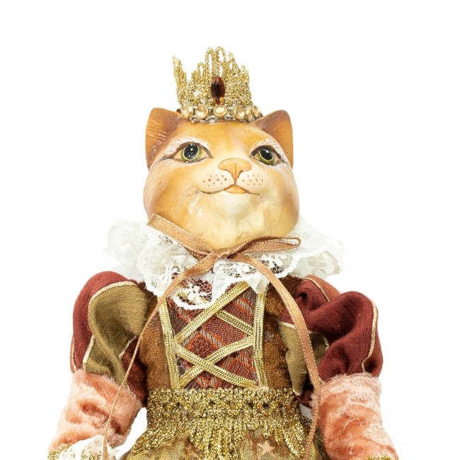 Mr. & Mrs. Gatto con Abito Burgundy e Oro H.35 cm