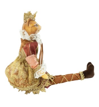 Mr. & Mrs. Gatto con Abito Burgundy e Oro H.35 cm