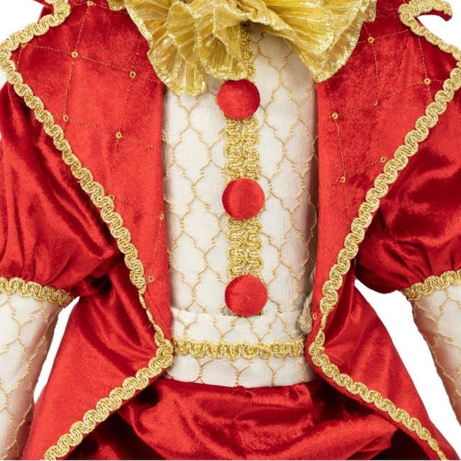 Elfo Natalizio con Abito in Velluto Rosso e Oro H.76 cm