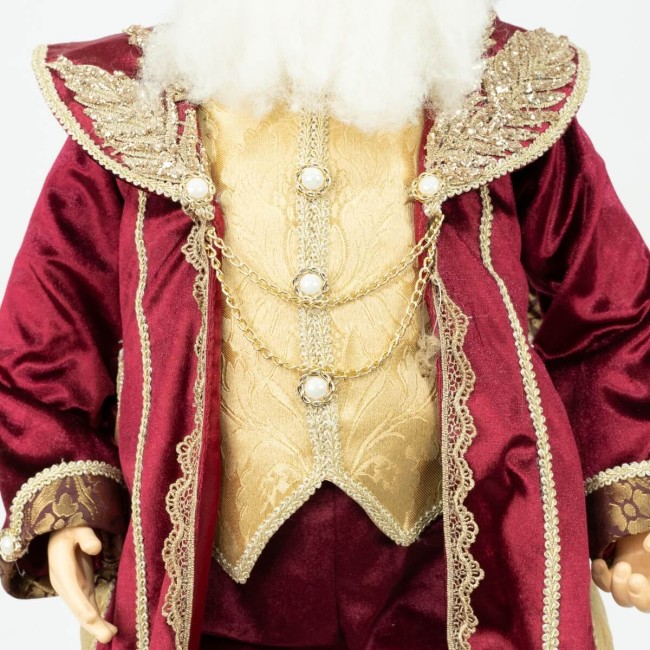 Babbo Natale con Abito in Velluto Burgundy e Oro H.80 cm
