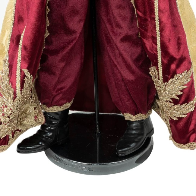 Babbo Natale con Abito in Velluto Burgundy e Oro H.80 cm