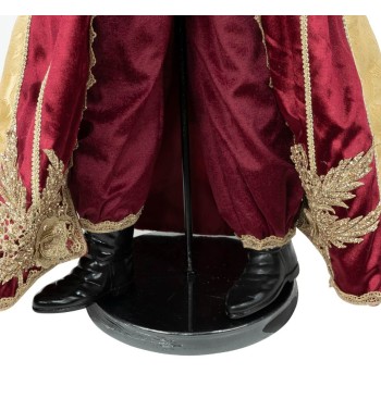 Babbo Natale con Abito in Velluto Burgundy e Oro H.80 cm