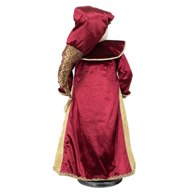 Babbo Natale con Abito in Velluto Burgundy e Oro H.80 cm