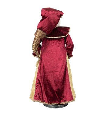 Babbo Natale con Abito in Velluto Burgundy e Oro H.80 cm