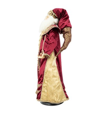 Babbo Natale con Abito in Velluto Burgundy e Oro H.80 cm