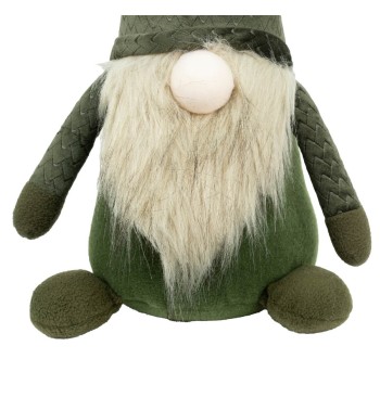 Gnomo Natalizio con Abito Verde e Barba Beige 2 Misure
