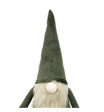 Gnomo Natalizio con Abito Verde e Barba Beige 2 Misure