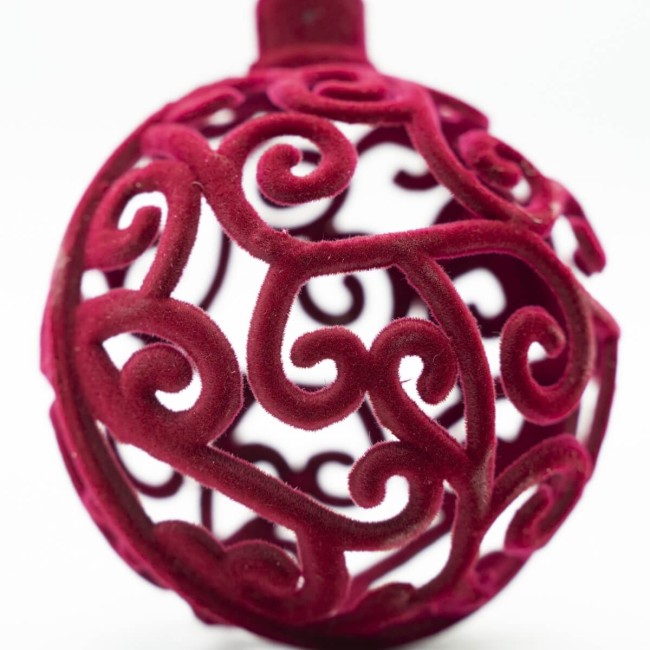 Palla di Natale Traforata in Velluto D.8 cm