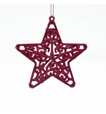 Stella Natalizia 3D in Velluto Bordeaux da Appendere 8 cm