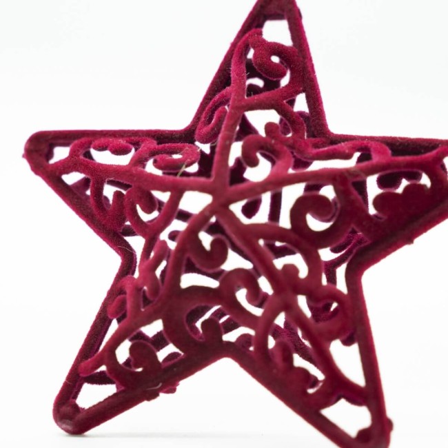 Stella Natalizia 3D in Velluto Bordeaux da Appendere 8 cm