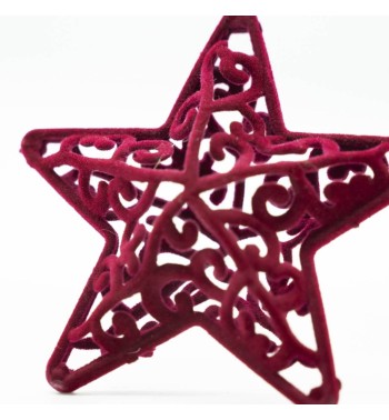 Stella Natalizia 3D in Velluto Bordeaux da Appendere 8 cm