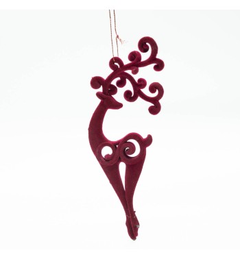 Renna Natalizia Traforata in Velluto Bordeaux da Appendere
