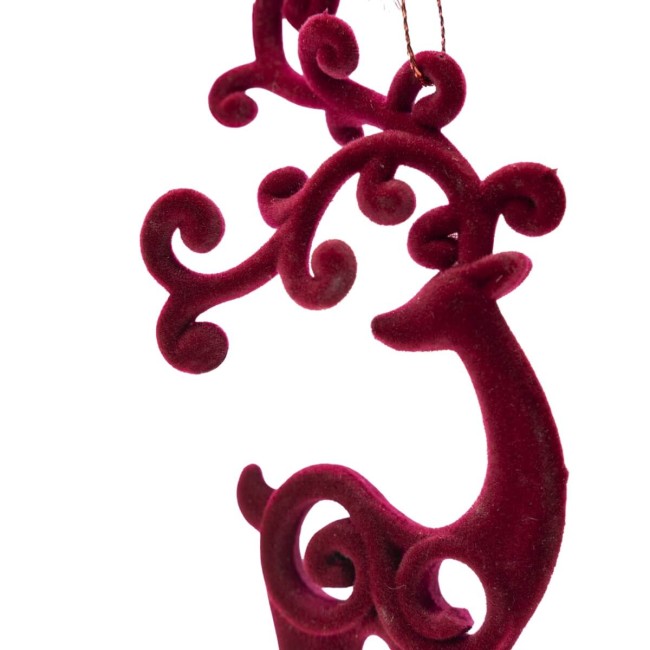Renna Natalizia Traforata in Velluto Bordeaux da Appendere