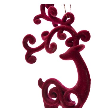 Renna Natalizia Traforata in Velluto Bordeaux da Appendere