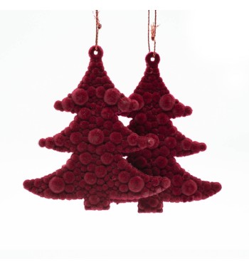 Alberi Natalizi in Velluto Bordeaux Conf. da 2 Pz