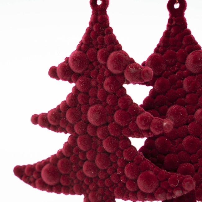 Alberi Natalizi in Velluto Bordeaux Conf. da 2 Pz