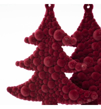 Alberi Natalizi in Velluto Bordeaux Conf. da 2 Pz