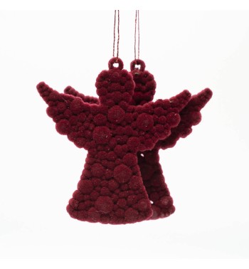 Angeli Natalizi in Velluto Bordeaux Conf. da 2 Pz